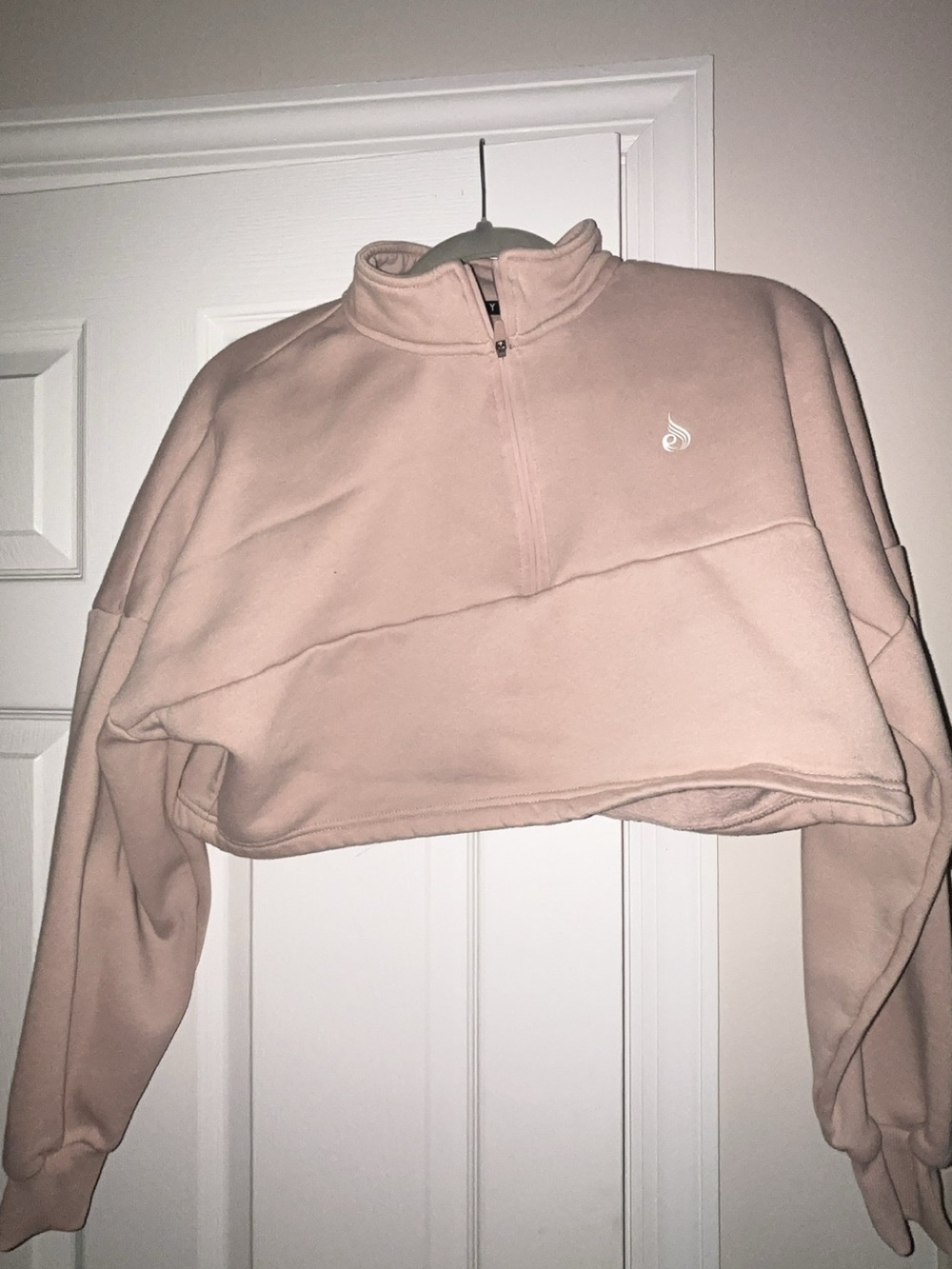 Ryderwear Blush Pink Cropped Quarter-Zip Fleece Pullover